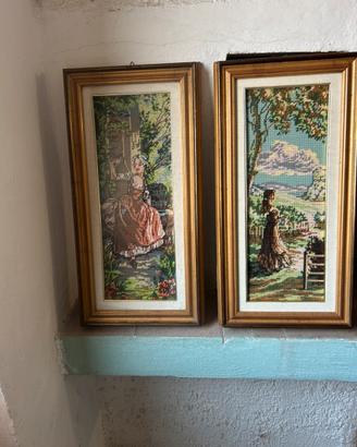 Cornici quadro  + tela realizzata con punto pieno