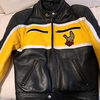 Giubbotto pelle nero giallo vintage