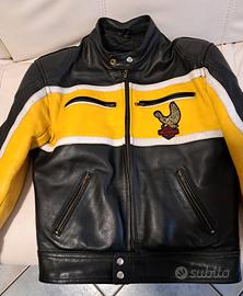 Giubbotto pelle nero giallo vintage