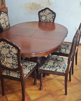 Tavolo rotondo allungabile con 6 sedie