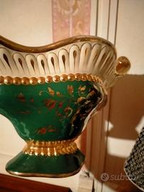 3 vasi in ceramica italiana vintage verde e oro 