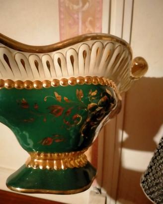 3 vasi in ceramica italiana vintage verde e oro 