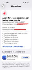 Iphone 16 pro max 256 con apple care protection