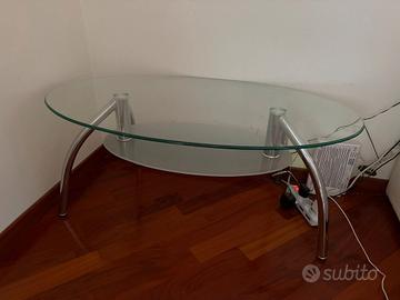 Tavolino vetro e acciaio