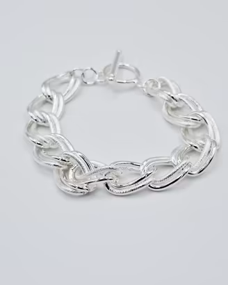 massiccio bracciale argento maglia grande donna
