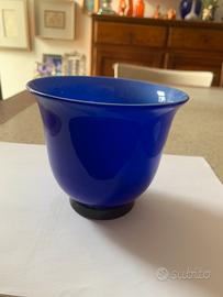 Venini vaso blu elettrico e nero 1982