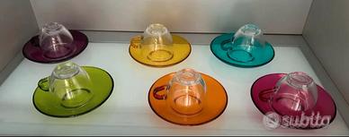 6 tazzine da caffè trasparenti colorate