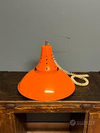 Lampadario Arredo In Metallo Anni ‘80 Arancione