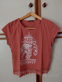 👕 t-shirt terranova cropped con manica "cap sleev