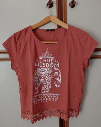 👕 t-shirt terranova cropped con manica "cap sleev