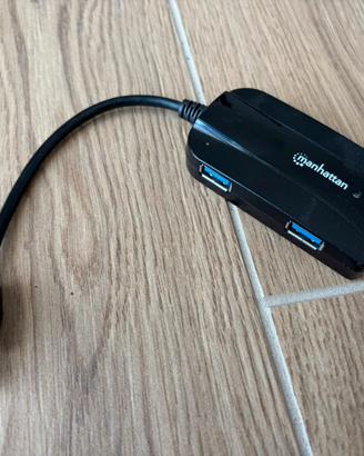 Hub USB 3.0 Manhattan lettore schede SD MicroSD