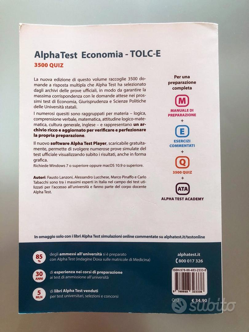 Alpha test. Economia. Tolc-E. 3.500 quiz. Nuova edizione