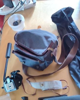 Borsa fotografica reflex tessuto pelle