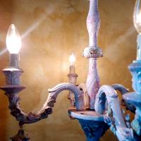 LAMPADARIO 4 LUCI DI PORCELLANA