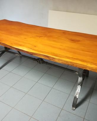 tavolo ferro battuto e legno 
