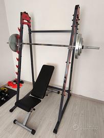 Teca squat con panca reclinabile e bilanciere