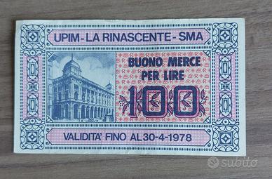 miniassegno 100 lire UPIM - La rinascente - SMA