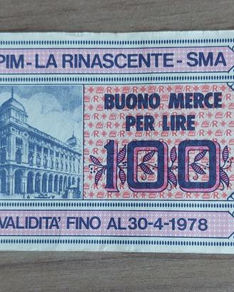 miniassegno 100 lire UPIM - La rinascente - SMA