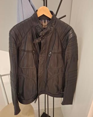 Giacca in pelle Belstaff stile moto- Tg56
