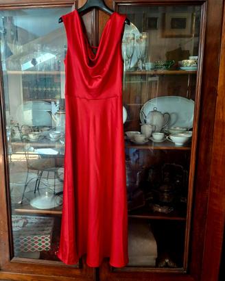 Vestito midi raso rosso Imperial