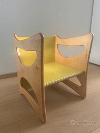 Sedia multiuso in legno per bambini con nome