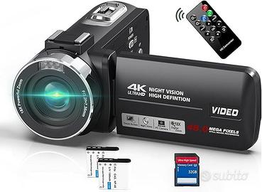 Videocamera 4K 48MP con zoom digitale 18X, visione