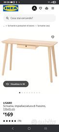 ikea scrivania Lisabo, legno chiaro, nuova