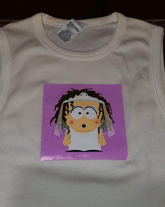 maglietta bianca senza maniche stampa South Park R