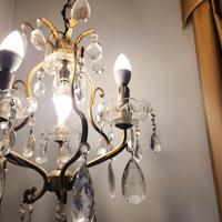 LAMPADARIO 4 LUCI IN CRISTALLO CON PENDENTI