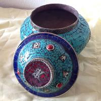 Scatola in argentone con pietre semipreziose