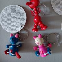 3 portachiavi pupazzetti in legno