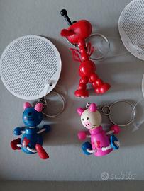 3 portachiavi pupazzetti in legno