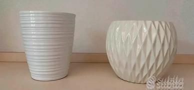 Coppia vasi ceramica bianca