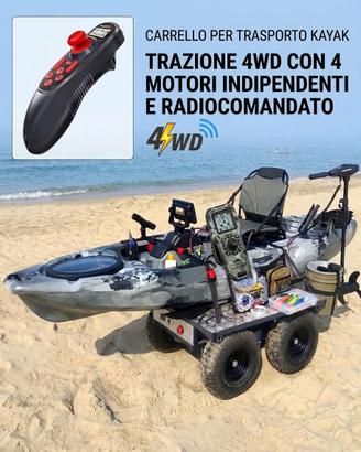 carrello 4wd elettrico trasporto kayak su sabbia