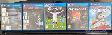 Giochi PS4 (due The Last Of Us,Minecraft,EA FC 25)