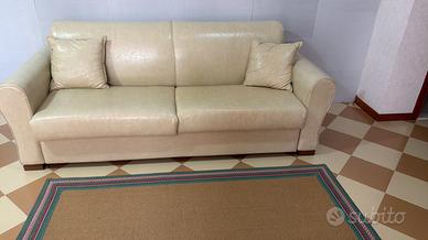 Divano letto in pellw beige
