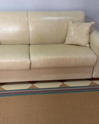 Divano letto in pellw beige