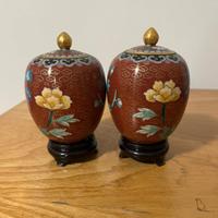 Coppia Vasi Cinesi Cloisonné Vintage ca 10,5 cm