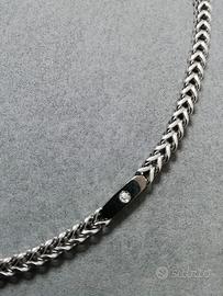 Set collana e bracciale acciaio con brillantino