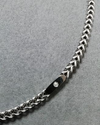 Set collana e bracciale acciaio con brillantino