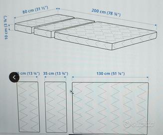 MATERASSO IKEA  80 X200 (COMPONIBILE IN 3 MISURE)