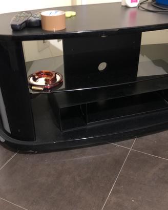 Mobile porta TV ner in resina con ruote