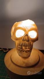 skull lamp in resina e legno led 3,5 W