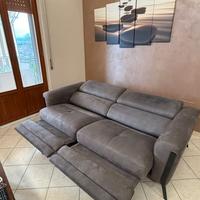 DIVANO NABUK DOPPIO RELAX ELETTRICO RECLINABILE