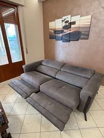 DIVANO NABUK DOPPIO RELAX ELETTRICO RECLINABILE