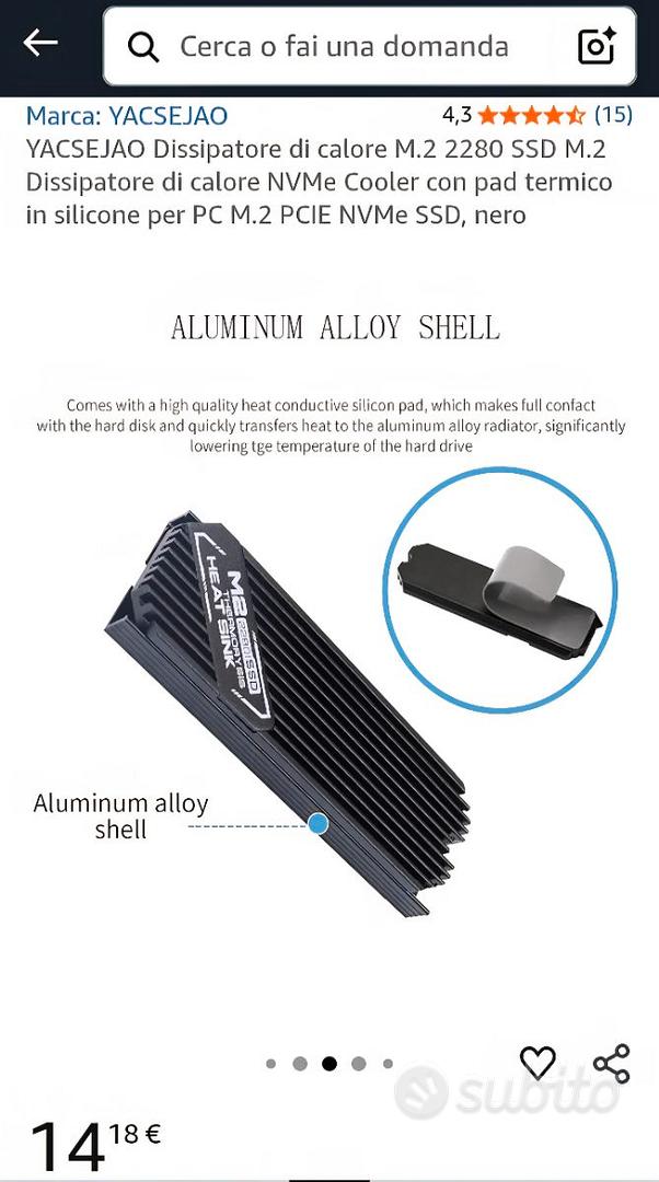 Dissipatore M.2 SSD NVMe - In Lega Di Alluminio, Con Pad Termico | Per PC, Compatibile Con 2280, Nero - Foto 10