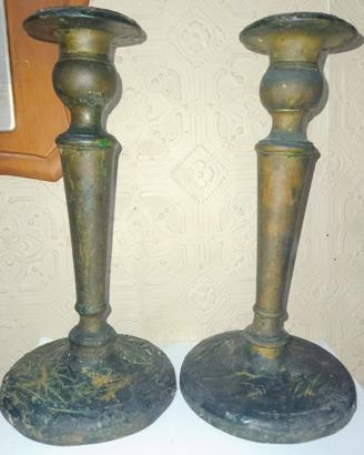 2 antichi candelieri in bronzo/ottone