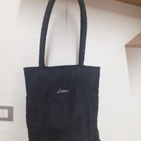 Borsa Shopping "Lotto" nera in tessuto