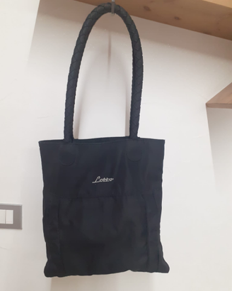 Borsa Shopping "Lotto" nera in tessuto