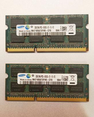 Ram Samsung 4gb (2x2gb) DDR3 1066Mhz  PC3-8500S SO